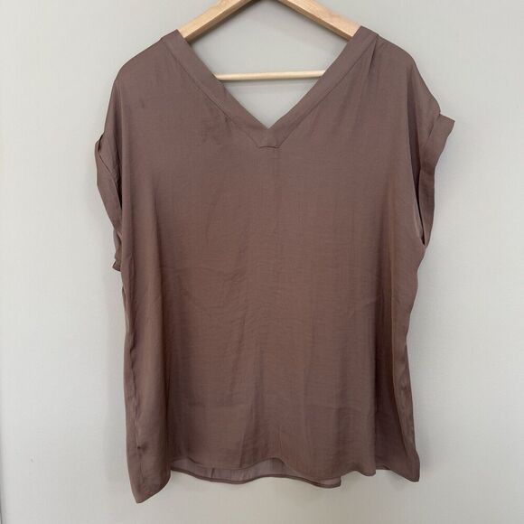 Naked Zebra Womens Brown Short Sleeve V-Neck Blouse Top Size Medium NEW NWT - Picture 5 of 6